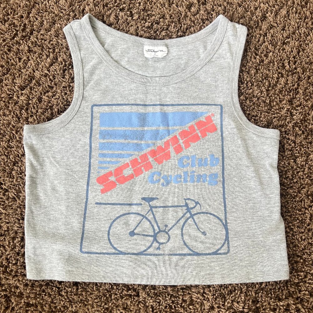 Grayson Threads SCHWINN Gray and Blue Graphic Tank Top Size L